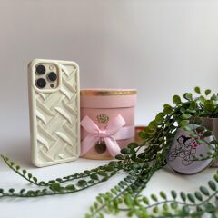 Çizgili Silikon iPhone Kılıfı - Krem