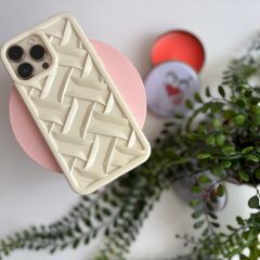 Çizgili Silikon iPhone Kılıfı - Krem