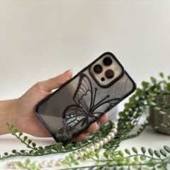 Simli Kelebek Lüks iPhone Kılıfı – Siyah