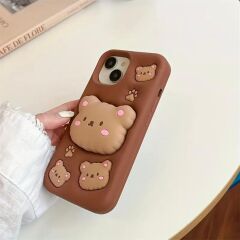 Sevimli Stand Pamuk Ayı Silikon Kılıf Iphone 13 Pro Max