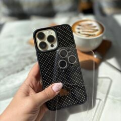 EpaLune Taş Detaylı Zarif Iphone Kılıf Taşlı Lens Koruyucu Hediyeli - Siyah