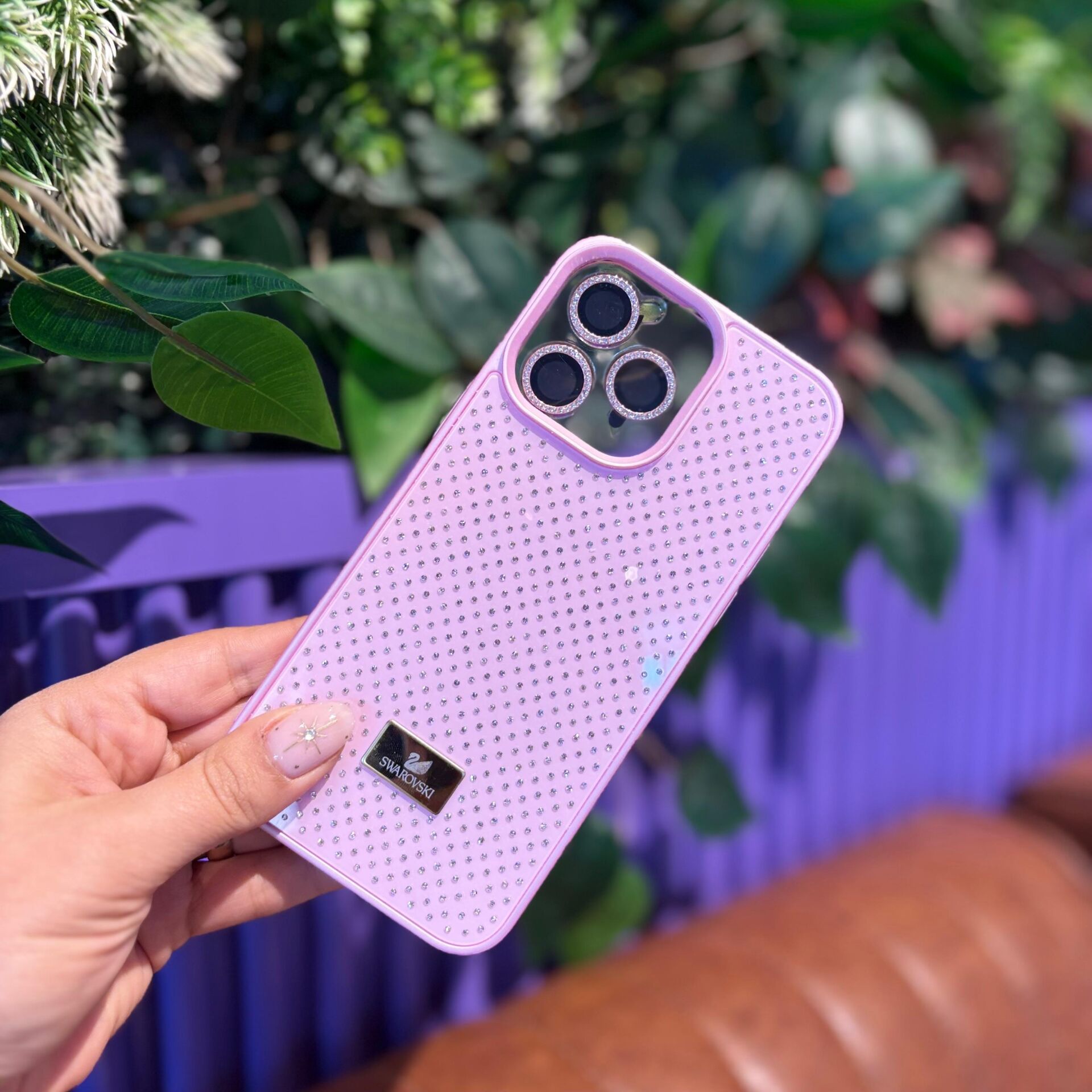 EpaLune Taş Detaylı Zarif Iphone Kılıf Taşlı Lens Koruyucu Hediyeli - Pembe