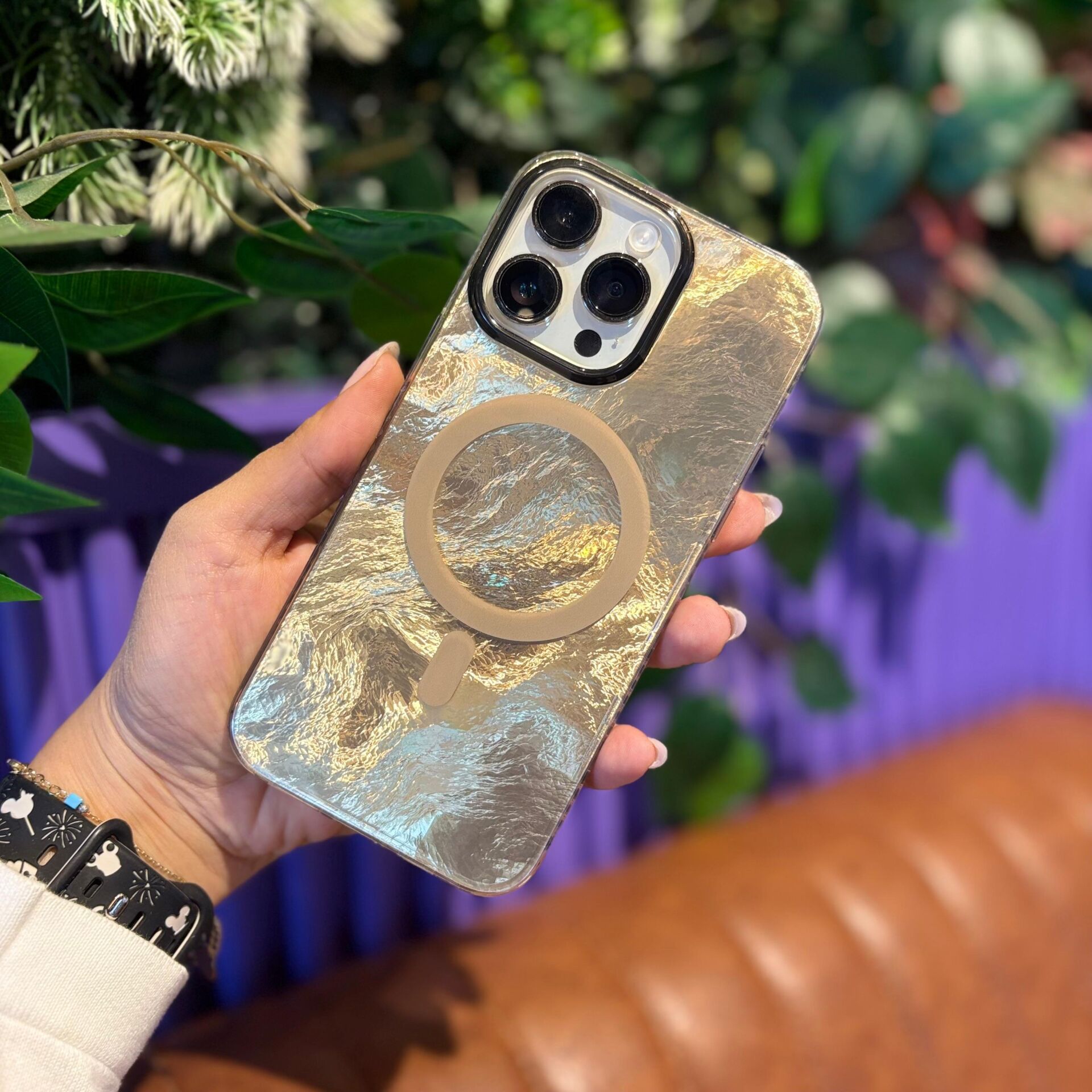 EpaLume MagSafe Uyumlu Işıltılı iPhone Kılıf -Gold