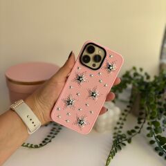 Süet Zemin Yıldız İşlemeli Iphone 14 Pro Max Kılıf