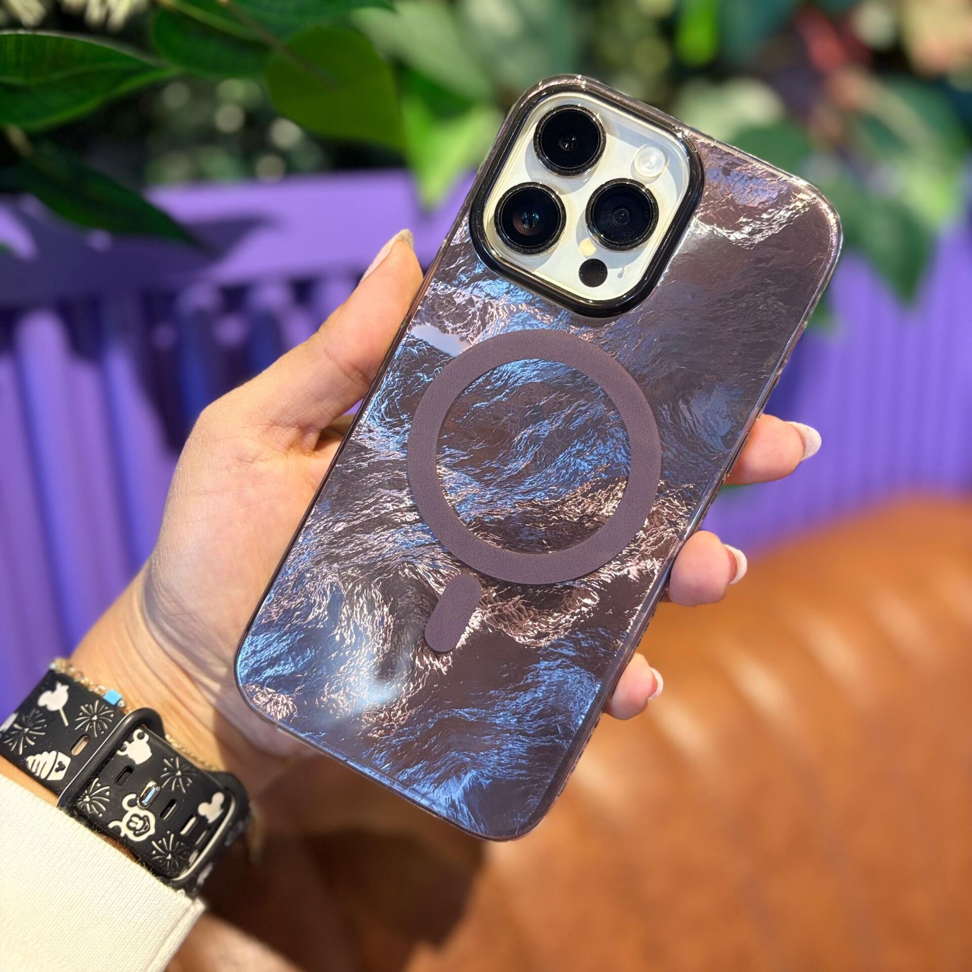 EpaLume MagSafe Uyumlu Işıltılı iPhone Kılıf -Kahve
