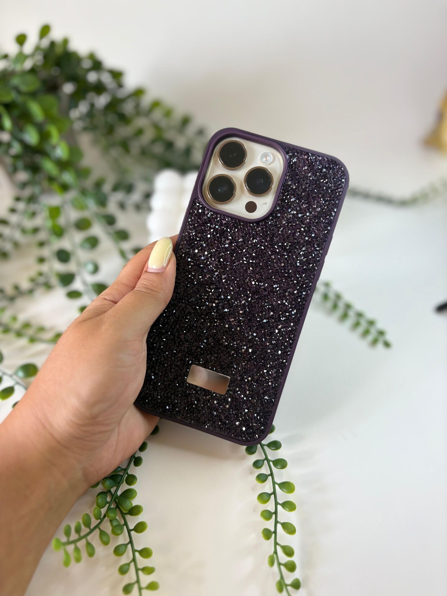 Epashield Sparkle Luxe - Kristal Taşlı Parlak Telefon Kılıfı MOR