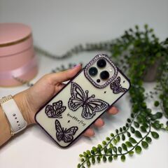 Parlak Taşlı Kelebek Desenli Iphone 11 Kılıf