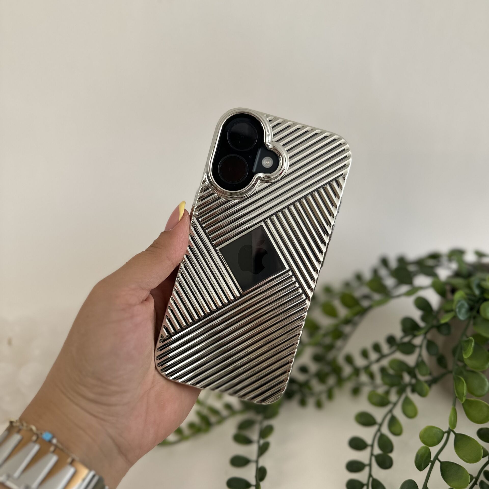 Epaluxe Geometrik Shine Gümüş Iphone kılıf