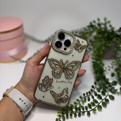 Parlak Taşlı Kelebek Desenli Iphone 15 Pro Max Kılıf