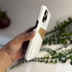 EpaPort Cüzdanlı Deri Telefon Kılıfı – Kart Bölmeli, Şık ve Koruyucu Tasarım Iphone 13/14 Beyaz