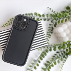 Mat Silikon Kenarları Kabartmalı iPhone Kılıfı – Siyah