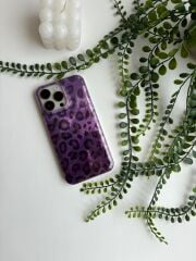 Epawild Lila  Leopar Desenli  Iphone 14 Pro Max uyumlu Kılıf