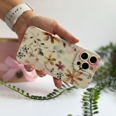 Çiçek Duvar Desenli Sert Silikon iPhone Telefon Kılıfı
