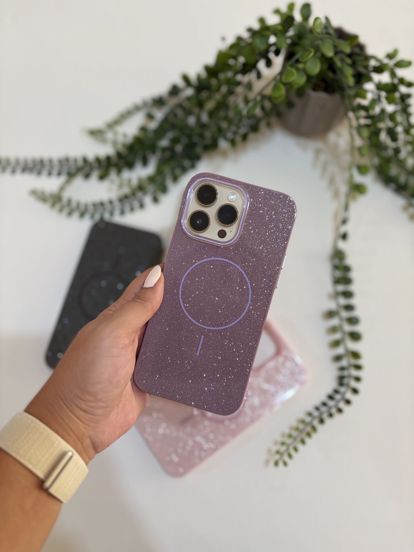 Epaparıltı MagSafe Uyumlu Parlak Telefon Kılıfı - Mor