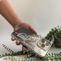 Simli Kelebek Lüks iPhone 15 Plus Kılıf