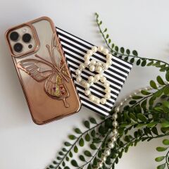 Simli Kelebek Lüks iPhone 15 Plus Kılıf