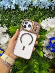 Epaguard Karbon Kamera Korumalı Şeffaf MagSafe Kılıf – Kahve