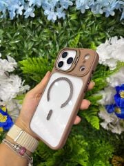 Epaguard Karbon Kamera Korumalı Şeffaf MagSafe Kılıf – Kahve