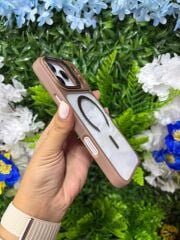 Epaguard Karbon Kamera Korumalı Şeffaf MagSafe Kılıf – Kahve