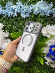 Epaguard Karbon Kamera Korumalı Şeffaf MagSafe Kılıf – Gri