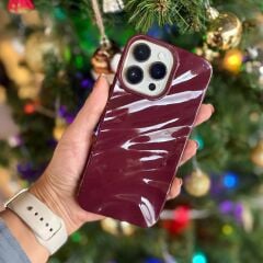 ŞIK ve PARLAK BORDO ÖZEL TASARIM KILIF IPHONE 15 PRO MAX