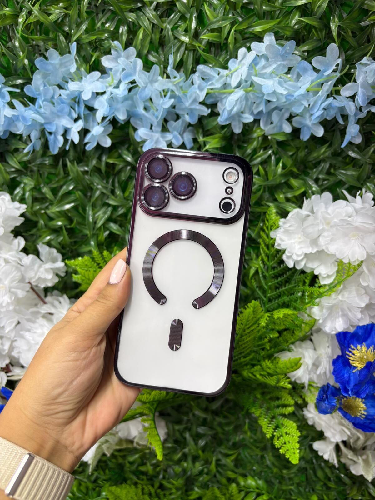 Epaguard Metal Frame Şeffaf MagSafe Kılıf – Siyah