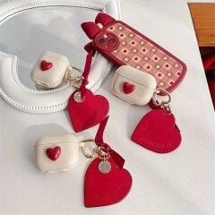 AIRPODS KILIF - KIRMIZI KALP DETAYLI