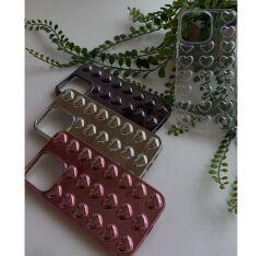 Kalp Desenli Kabartma Dokulu Iphone 11  kılıf
