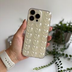 Kalp Desenli Kabartma Dokulu Iphone 15 Pro Max kılıf