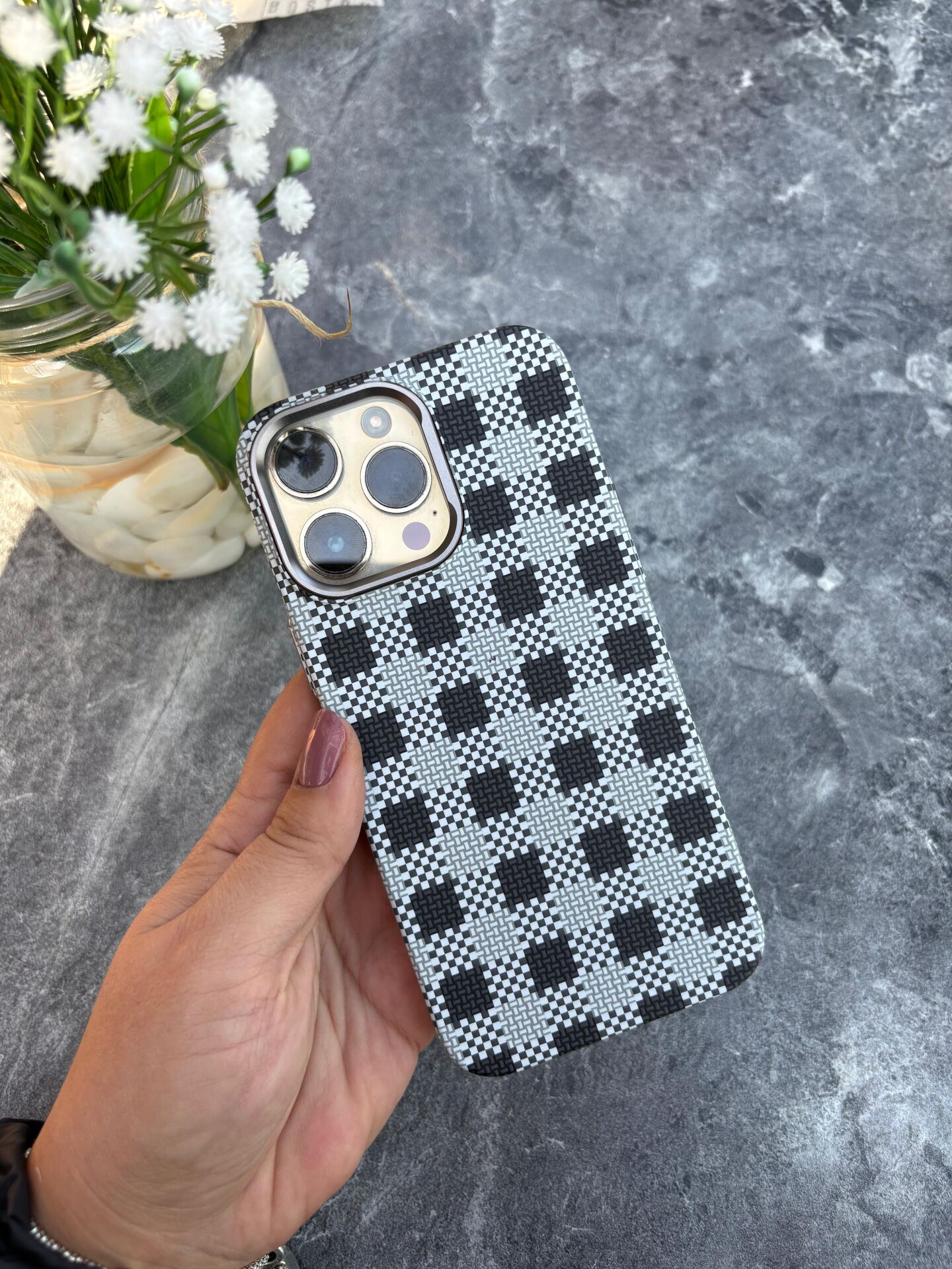 EpaGrid Dokulu Check Kılıf Siyah