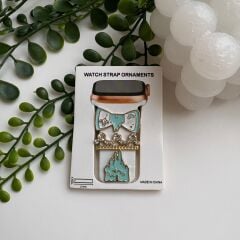APPLE WATCH CHARM - APPLE WATCH KORDON SÜSÜ - MAVİ BEYAZ KURDELE