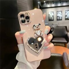 Sevimli ayı , makyaj aynalı Iphone 15 Pro Max Kılıf