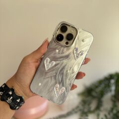 EpaPearl Heart – Gümüş Kalpli İnci Detaylı Kılıf Iphone 12