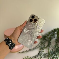 EpaPearl Heart – Gümüş Kalpli İnci Detaylı Kılıf Iphone 15 Pro Max