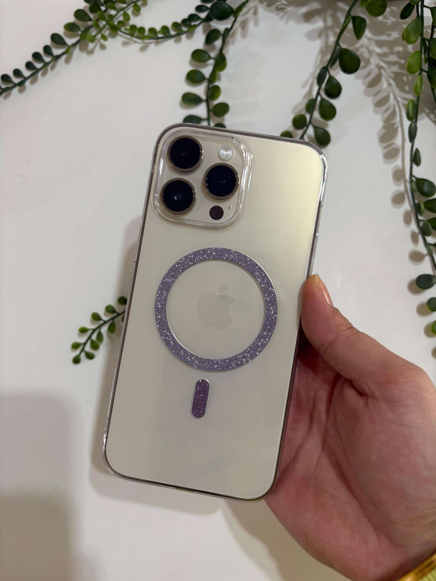 EPA MagRing Şeffaf Simli Manyetik iPhone Kılıfı - LİLA