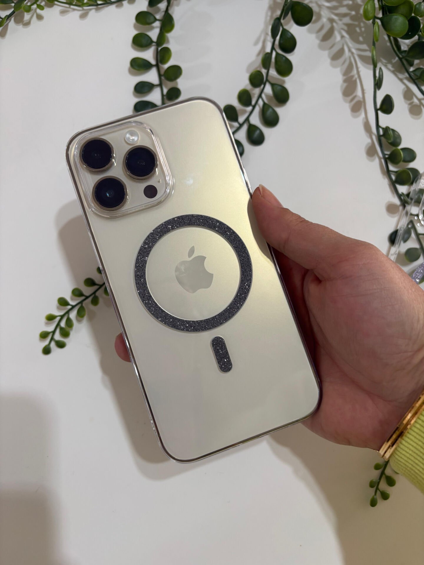 EPA MagRing Şeffaf Simli Manyetik iPhone Kılıfı - SİYAH